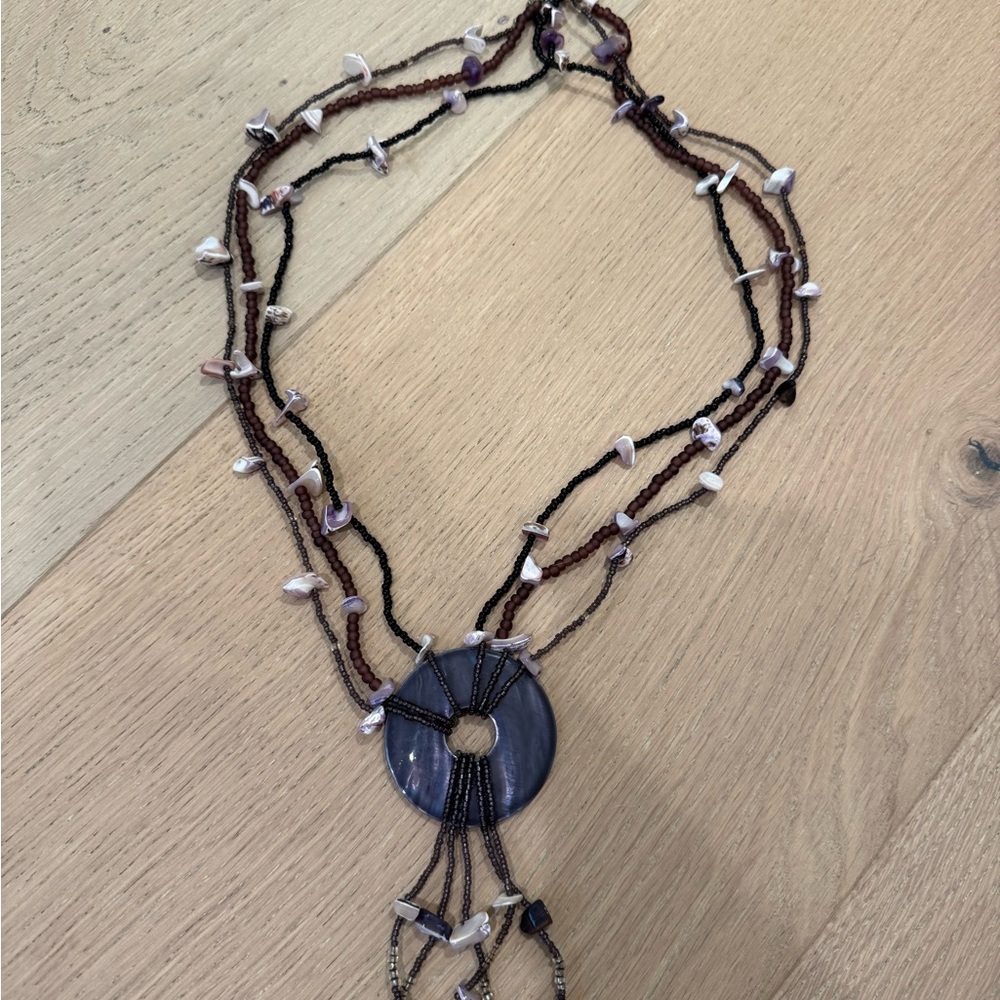 Elegant Purple and Brown Beaded Necklace